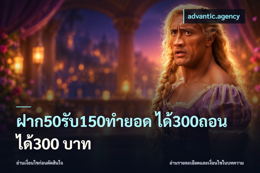 ฝาก50รับ150ทํายอด ได้300ถอนได้300 บาท