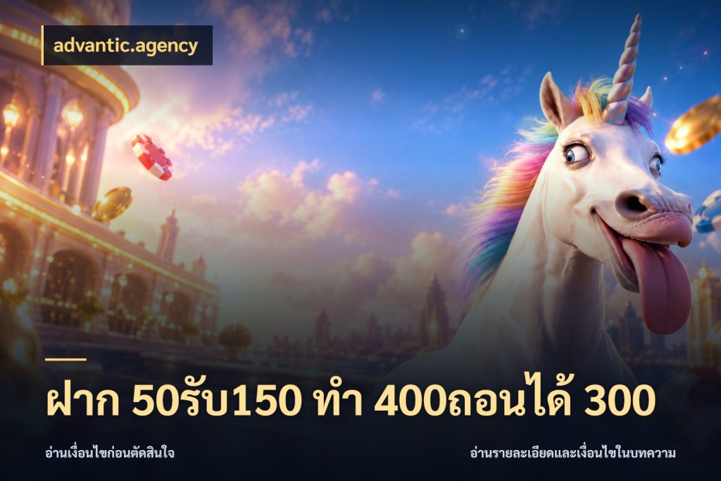 ฝาก 50รับ150 ทํา 400ถอนได้ 300 ยอดฝากและยอดรับในมุมของคนชอบลุ้น กับ advantic.agency