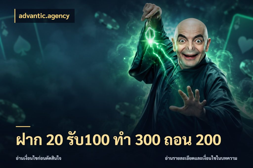 ฝาก 20 รับ100 ทํา 300 ถอน 200 รูปแบบโบนัสกับสิทธิ์ของสายเกม สไตล์ advantic.agency