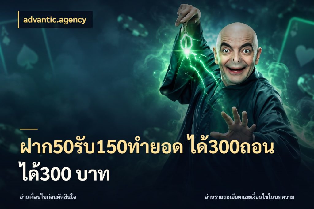 ฝาก50รับ150ทำยอด ได้300ถอนได้300 บาท เครดิตกับรูปแบบโปรที่ตรงใจ ในมุม advantic.agency